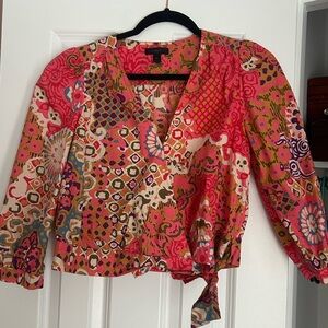 J. Crew Cropped Patterned Blouse